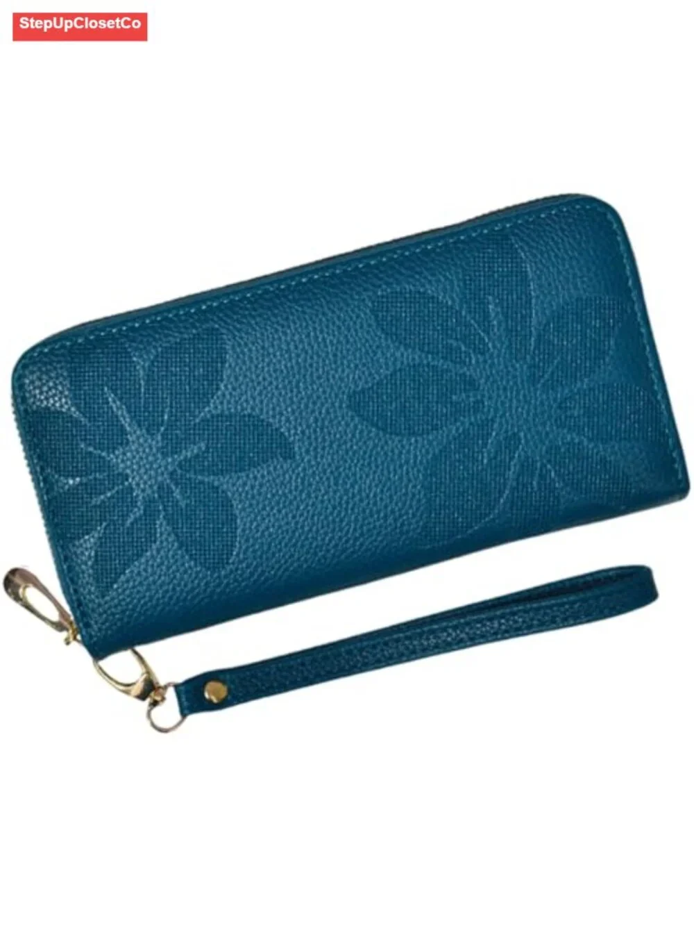 Floral Vegan Leather RFID Wristlet Wallet for Women Zip Around Clutch Purse